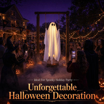 Halloween Decorations Hanging Ghost Decor with a Maple Leaf Swing Ghost Light🎃