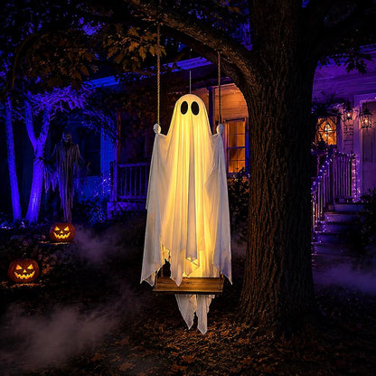 Halloween Decorations Hanging Ghost Decor with a Maple Leaf Swing Ghost Light🎃