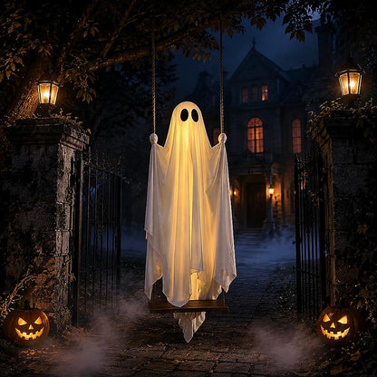 Halloween Decorations Hanging Ghost Decor with a Maple Leaf Swing Ghost Light🎃